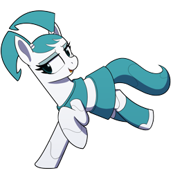 Size: 2000x2000 | Tagged: safe, artist:maretian, earth pony, pony, robot, robot pony, g4, female, jenny wakeman, lidded eyes, mare, my life as a teenage robot, open mouth, pigtails, ponified, simple background, solo, transparent background, twintails