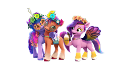 Size: 12598x7086 | Tagged: safe, izzy moonbow, pipp petals, sunny starscout, earth pony, pegasus, pony, unicorn, bridlewoodstock (make your mark), g5, my little pony: make your mark, my little pony: make your mark chapter 4, official, 3d, absurd file size, bridlewoodstock, female, g5 brand assets, horn, mane stripe sunny, mare, simple background, transparent background, trio, trio female