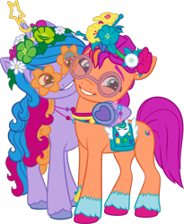 Size: 3128x3820 | Tagged: safe, izzy moonbow, sunny starscout, earth pony, pony, unicorn, bridlewoodstock (make your mark), g5, my little pony: make your mark, my little pony: make your mark chapter 4, official, .ai available, bridlewoodstock, colored, cute, duo, duo female, female, flat colors, g5 brand assets, hoof heart, horn, hug, izzybetes, mane stripe sunny, mare, simple background, sunnybetes, transparent background, underhoof, upside-down hoof heart, vector