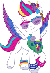 Size: 2389x3481 | Tagged: safe, zipp storm, pegasus, pony, bridlewoodstock (make your mark), g5, my little pony: make your mark, my little pony: make your mark chapter 4, official, .ai available, bridlewoodstock, colored, colored wings, female, flat colors, g5 brand assets, mare, multicolored wings, simple background, solo, spread wings, transparent background, unshorn fetlocks, vector, wings