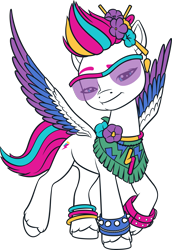 Size: 2389x3481 | Tagged: safe, zipp storm, pegasus, pony, bridlewoodstock (make your mark), g5, my little pony: make your mark, my little pony: make your mark chapter 4, official, .ai available, bridlewoodstock, colored, colored wings, female, flat colors, g5 brand assets, mare, multicolored wings, simple background, solo, spread wings, transparent background, unshorn fetlocks, vector, wings