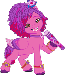 Size: 3042x3506 | Tagged: safe, ruby jubilee, pegasus, pony, bridlewoodstock (make your mark), g5, my little pony: make your mark, my little pony: make your mark chapter 4, official, .ai available, bridlewoodstock, colored, concave belly, female, flat colors, folded wings, g5 brand assets, leg band, mare, microphone, simple background, solo, transparent background, vector, wings