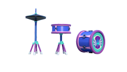 Size: 12598x7086 | Tagged: safe, bridlewoodstock (make your mark), g5, my little pony: make your mark, my little pony: make your mark chapter 4, official, 3d, bridlewoodstock, drums, g5 brand assets, musical instrument, no pony, simple background, transparent background