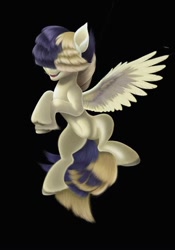 Size: 1400x2000 | Tagged: safe, artist:henry forewen, songbird serenade, pegasus, pony, g4, belly, belly button, black background, photoshop, simple background, solo