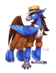 Size: 1687x2169 | Tagged: safe, artist:kleowolfy, oc, oc only, oc:cresting wave, classical hippogriff, hippogriff, clothes, hat, hippogriff oc, jacket, simple background, solo, transparent background