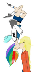 Size: 720x960 | Tagged: safe, artist:lumie27, applejack, rainbow dash, human, g4, duo, duo female, female, humanized, lesbian, ship:appledash, shipping, simple background, white background