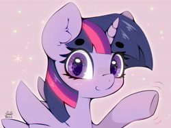 Size: 4000x3000 | Tagged: safe, artist:zokkili, twilight sparkle, alicorn, pony, g4, beanbrows, cute, eye clipping through hair, eyebrows, eyebrows visible through hair, female, high res, horn, looking at you, mare, signature, smiling, smiling at you, solo, sparkles, sparkly eyes, spread wings, twiabetes, twilight sparkle (alicorn), wingding eyes, wings