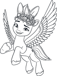 Size: 2811x3725 | Tagged: safe, zipp storm, pegasus, pony, g5, my little pony: make your mark, official, .ai available, colored wings, concave belly, female, flying, g5 brand assets, mare, monochrome, multicolored wings, outlines only, simple background, slender, solo, spread wings, thin, transparent background, unshorn fetlocks, vector, wings