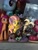 Size: 1536x2048 | Tagged: safe, discord, fluttershy, pinkie pie, rainbow dash, scootaloo, draconequus, pegasus, g4, g4.5, my little pony: pony life, indoors, irl, merchandise, offscreen character, photo, size difference