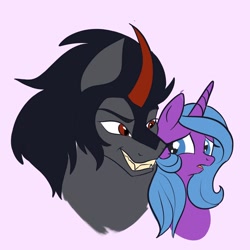 Size: 2048x2048 | Tagged: safe, artist:amanecerlobo, king sombra, radiant hope, pony, unicorn, g4, female, horn, male, ship:hopebra, shipping, straight