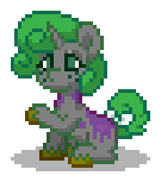 Size: 180x204 | Tagged: safe, oc, oc only, oc:emerald deltas, pony, unicorn, pony town, g4, bow, covered cutie mark, digital art, female, freckles, gray coat, green eyes, green hair, green mane, green tail, hidden cutie mark, hooves, horn, male to female, mare, paint, painted, pixel art, raised hoof, rule 63, simple background, sitting, solo, tail, tail bow, trans female, transgender, transgender oc, transparent background, unicorn oc, yellow hooves