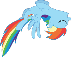 Size: 3735x3000 | Tagged: safe, artist:dashiesparkle, rainbow dash, pegasus, pony, friendship is magic, g4, my little pony: friendship is magic, .svg available, eyes closed, female, flying, happy, hooves to the chest, mare, open mouth, open smile, simple background, smiling, solo, spread wings, transparent background, upside down, vector, wings