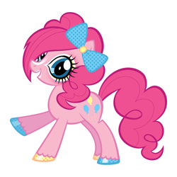 Size: 2048x2048 | Tagged: safe, artist:dreamscreep, edit, pinkie pie, earth pony, pony, g4, bow, eyeshadow, gyaru, hair bow, hoof polish, hooves, lipstick, makeup, makeup edit, polka dots, simple background, solo, white background, yamanba