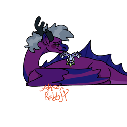 Size: 1280x1280 | Tagged: safe, artist:arsonrabbit, oc, oc only, oc:anthracite, oc:umbraclaw, dragon, g4, blue hair, blue mane, blue scales, claws, cuddling, digital art, dragon oc, duo, eyes closed, fangs, gay, gray eyes, gray mane, green scales, grey hair, horns, looking back, lying down, male, non-pony oc, oc x oc, purple scales, scales, shipping, signature, simple background, spine, tail, tongue out, transparent background, wings