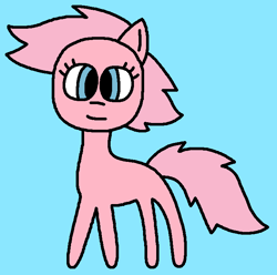 Size: 707x702 | Tagged: safe, artist:the-rainbow-nigga420, baby tiddley-winks, earth pony, pony, g1, g4, baby, baby pony, blue background, closed mouth, cute, female, filly, foal, g1 to g4, generation leap, light blue background, mare, ms paint, simple background, smiling, solo, tiddleybetes