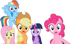 Size: 833x519 | Tagged: safe, edit, edited screencap, screencap, applejack, fluttershy, pinkie pie, rainbow dash, twilight sparkle, pegasus, g4, my little pony: friendship is magic, background removed, not a vector, simple background, transparent background