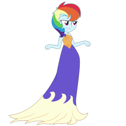 Size: 3000x3000 | Tagged: safe, artist:cartoonmasterv3, artist:nie-martw-sie-o-mnie, rainbow dash, human, equestria girls, g4, make new friends but keep discord, clothes, dress, equestria girls-ified, gala dress, long dress, long skirt, simple background, skirt, solo, transparent background, vector