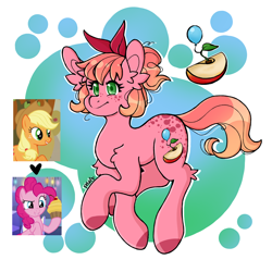 Size: 1400x1400 | Tagged: safe, artist:petaltheartist, applejack, pinkie pie, oc, earth pony, g4, female, magical lesbian spawn, mare, offspring, parent:applejack, parent:pinkie pie, parents:applepie