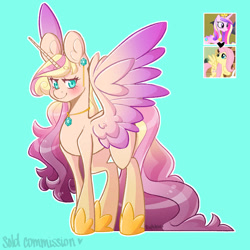 Size: 894x894 | Tagged: safe, artist:petaltheartist, fluttershy, princess cadance, oc, oc:princess elisa, alicorn, pegasus, pony, g4, fusion:fluttershy, fusion:princess cadance, magical lesbian spawn, offspring, parent:fluttershy, parent:princess cadance, parents:flutterdance, princess oc, solo