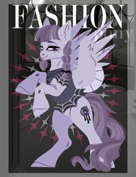 Size: 2000x2600 | Tagged: safe, artist:sp0oky, inky rose, pegasus, pony, g4, braid, female, looking at you, magazine, magazine cover, mare, rearing, smiling, smiling at you, solo, spread wings, wings