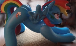 Size: 3000x1836 | Tagged: safe, photographer:anonymous, rainbow dash, inflatable pony, pegasus, pony, g4, ass up, bootleg, facing right, female, hongyi, indoors, inflatable, inflatable pegasus, inflation valve, inflation valve on butt, irl, iwtcird, mare, meme, opaque inflatable, photo, solo