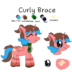 Size: 1356x1350 | Tagged: safe, artist:rosie_eclairs, artist:rosy_eclairs, oc, oc only, oc:curlybrace, alicorn, bat pony, bat pony alicorn, changeling, bat pony oc, bat wings, black sclera, changeling oc, clothes, female, horn, mare, reference sheet, rough sketch, scarf, simple background, solo, striped scarf, tail, white background, wings