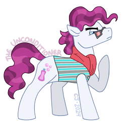 Size: 933x950 | Tagged: safe, artist:raven--splash, the unconditioner, earth pony, pony, g4, clothes, glasses, male, raised hoof, scarf, simple background, solo, stallion, transparent background