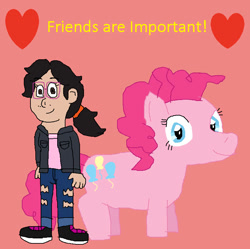 Size: 756x752 | Tagged: safe, artist:daniarts19, artist:darwinfan2000, pinkie pie, oc, oc:daniela, earth pony, human, g4, 1000 hours in ms paint, female, friends