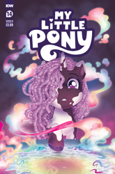 Size: 2063x3131 | Tagged: safe, artist:abigail starling, idw, official comic, violette rainbow, pony, unicorn, g5, official, spoiler:comic, spoiler:g5, spoiler:g5comic, spoiler:g5comic14, adventure in the comments, coat markings, comic cover, cover, cover art, discussion in the comments, dreadlocks, female, filly, foal, high res, horn, my little pony logo, pinto, solo, vitiligo