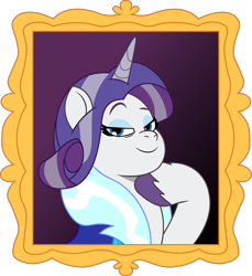 Size: 931x1015 | Tagged: safe, artist:prixy05, rarity, pony, unicorn, g4, g5, my little pony: tell your tale, bust, framed picture, g4 to g5, generation leap, horn, older, older rarity, picture frame, portrait, simple background, solo, transparent background, vector