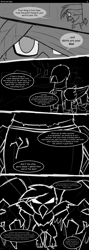 Size: 2200x6167 | Tagged: safe, artist:somber, oc, oc:sapphire horizons, griffon, comic:birds and caps, armor, comic, dialogue, female