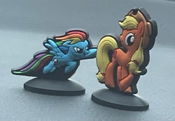 Size: 1375x959 | Tagged: safe, applejack, rainbow dash, earth pony, pegasus, pony, g4, duo, duo female, female, irl, photo, toy