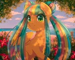 Size: 1072x862 | Tagged: safe, artist:fluffymaiden, oc, oc only, oc:mango sorbet, pegasus, pony, female, mare, outdoors, solo