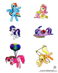 Size: 800x1000 | Tagged: dead source, source needed, useless source url, safe, artist:ellavega, applejack, fluttershy, pinkie pie, rainbow dash, rarity, twilight sparkle, earth pony, pegasus, pony, unicorn, g4, book, female, full body, hat, horn, mane six, mare, open mouth, watermark