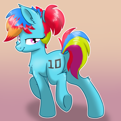 Size: 5120x5120 | Tagged: safe, artist:pzkratzer, oc, oc only, earth pony, butt, female, gradient background, looking back, plot, solo, underhoof