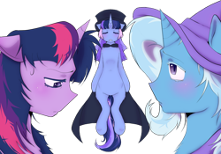 Size: 1068x748 | Tagged: safe, artist:0liiver, trixie, twilight sparkle, oc, oc:flawless sparklemoon, pony, unicorn, my little pony the movie: the death of twilight sparkle, g4, fusion, fusion:trixie, fusion:twilight sparkle, fusion:twixie, horn, simple background, transparent background