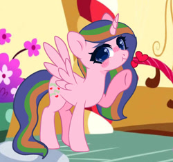 Size: 923x866 | Tagged: safe, artist:mlpedits123, oc, oc only, alicorn, pony, blushing, screencap background, solo