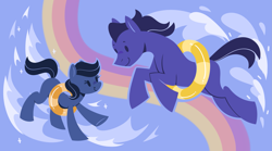 Size: 2817x1569 | Tagged: safe, artist:crimmharmony, oc, oc only, pony, duo, female, lineless, male, mare, stallion