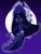 Size: 1536x2048 | Tagged: safe, artist:lnx1ynight16, oc, oc only, oc:princess ika, original species, clothes, crescent moon, dress, elf ears, facial markings, fairy wings, flying, full moon, headdress, jewelry, land overlander, looking sideways, moon, night, night sky, outdoors, overlander, regalia, shoes, sky, smiling, solo, sparkles, stars, transparent wings, wand, wings