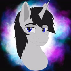 Size: 4096x4096 | Tagged: safe, artist:ori-dream98, oc, oc only, oc:black cross, pony, unicorn, bust, horn, male, solo, stallion