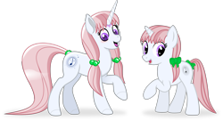 Size: 6967x3794 | Tagged: safe, artist:cranberry-tofu, oc, oc only, oc:whisper call, pony, unicorn, g4, absurd resolution, bow, colored pupils, female, g5 concept leak style, g5 concept leaks, hair beads, hair bow, horn, long horn, mare, pigtails, ponytail, purple pupils, raised hoof, self paradox, simple background, solo, standing, style emulation, tail, tail bow, transparent background