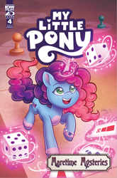 Size: 2063x3131 | Tagged: safe, artist:abbystarling, artist:abigail starling, idw, misty brightdawn, pony, unicorn, g5, maretime mysteries #4, my little pony: maretime mysteries, my little pony: tell your tale, official, spoiler:comic, spoiler:g5, comic cover, cover, cover art, dice, female, horn, rebirth misty, solo