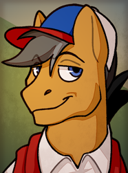 Size: 508x684 | Tagged: safe, artist:bunnyshrubby, quibble pants, equestria at war mod, g4, bust, clothes, looking at you, male, portrait, smug, solo, stallion