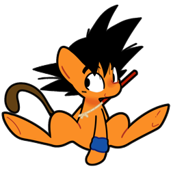 Size: 900x900 | Tagged: safe, artist:kindakismet, pony, dragon ball, ponified, simple background, smiling, solo, son goku, transparent background