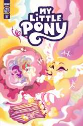 Size: 2063x3131 | Tagged: safe, artist:justasuta, idw, official comic, milkyway, pipp petals, zipp storm, pegasus, pony, wishing well nymph, g5, official, spoiler:comic, spoiler:g5comic, spoiler:g5comic18, aaaaaaaaaa, adorable distress, adorapipp, adorazipp, blushing, comic cover, cover, cover art, cute, douchebag, emanata, eyes closed, female, food, high res, mare, music notes, my little pony logo, open mouth, panicking, popcorn, sweat, sweatdrops