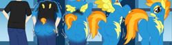 Size: 3742x984 | Tagged: safe, artist:redpaladin, spitfire, human, pegasus, pony, g4, butt, clothes, human to pony, looking back, plot, transformation, transformation sequence, uniform, wonderbolts uniform