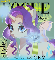 Size: 1400x1515 | Tagged: safe, artist:wh189, rarity, unicorn, g4, horn, magazine cover, mannequin