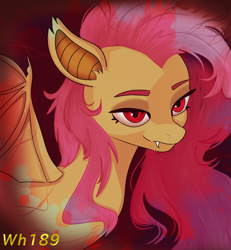 Size: 1400x1515 | Tagged: safe, artist:wh189, fluttershy, bat pony, g4, bat ponified, fangs, flutterbat, race swap