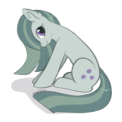 Size: 1000x1000 | Tagged: safe, artist:maravor, marble pie, earth pony, pony, g4, female, hair over one eye, mare, simple background, smiling, white background