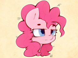 Size: 4000x3000 | Tagged: safe, artist:zokkili, pinkie pie, earth pony, pony, g4, beanbrows, bust, eyebrows, eyebrows visible through hair, female, high res, mare, portrait, signature, solo